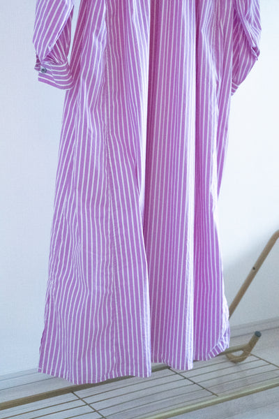 ストライプロングシャツワンピース - Purple -